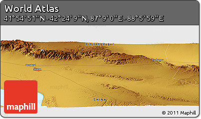 Physical Panoramic Map of the Area around 42° 9' 30" N, 87° 37' 30" E
