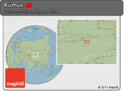 Savanna Style Location Map of Kümüx, hill shading