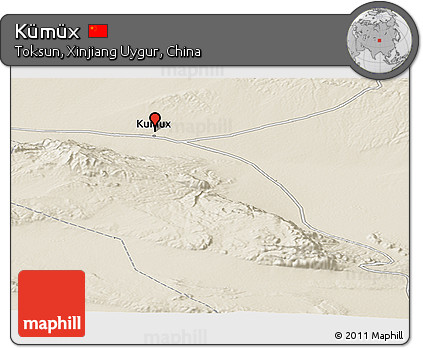 Shaded Relief Panoramic Map of Kümüx