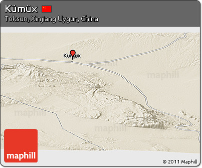 Shaded Relief Panoramic Map of Kümüx