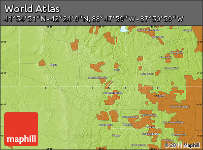 Physical Map of the Area around 42° 9' 30" N, 88° 19' 29" W