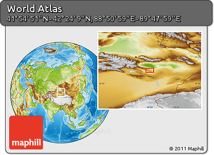 Physical Location Map of the Area around 42° 9' 30" N, 89° 19' 29" E