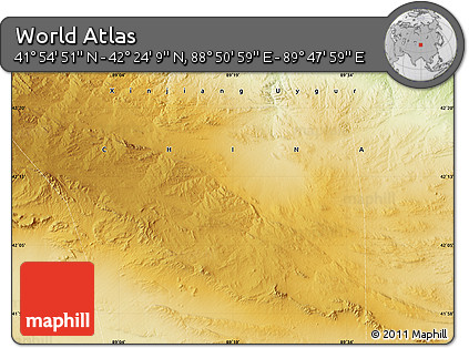 Physical Map of the Area around 42° 9' 30" N, 89° 19' 29" E