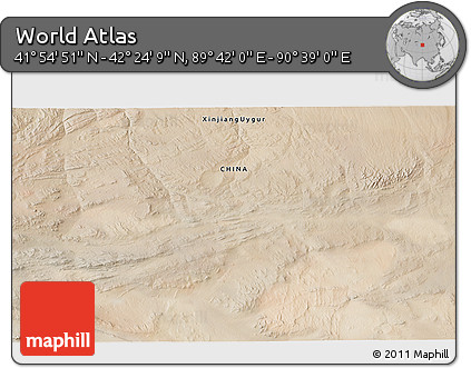 Satellite 3D Map of the Area around 42° 9' 30" N, 90° 10' 30" E