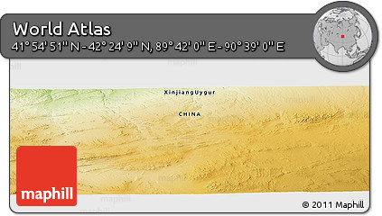 Physical Panoramic Map of the Area around 42° 9' 30" N, 90° 10' 30" E