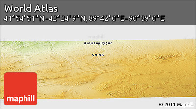 Physical Panoramic Map of the Area around 42° 9' 30" N, 90° 10' 30" E