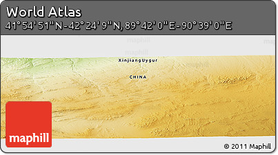 Physical Panoramic Map of the Area around 42° 9' 30" N, 90° 10' 30" E