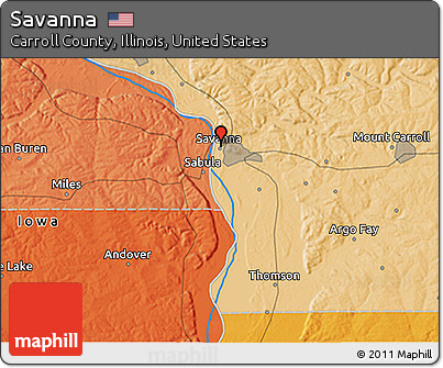 Political 3D Map of Savanna