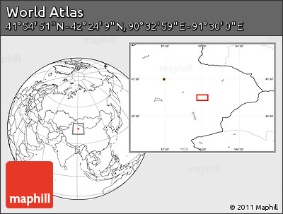 Blank Location Map of the Area around 42° 9' 30" N, 91° 1' 30" E