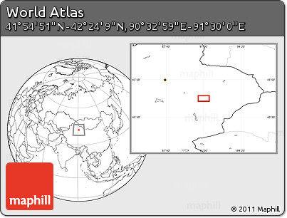 Blank Location Map of the Area around 42° 9' 30" N, 91° 1' 30" E