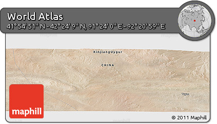 Satellite Panoramic Map of the Area around 42° 9' 30" N, 91° 52' 30" E