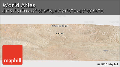 Satellite Panoramic Map of the Area around 42° 9' 30" N, 91° 52' 30" E