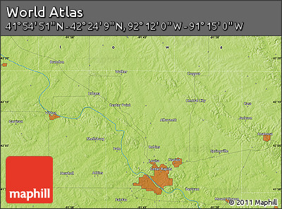 Physical Map of the Area around 42°&nbsp;9'&nbsp;30"&nbsp;N,&nbsp;91°&nbsp;43'&nbsp;29"&nbsp;W