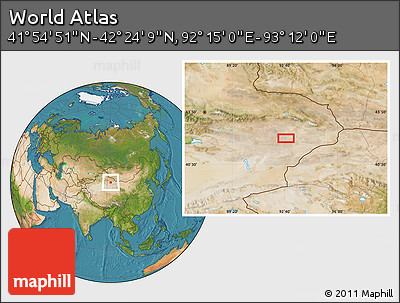 Satellite Location Map of the Area around 42° 9' 30" N, 92° 43' 29" E