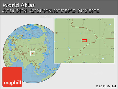 Savanna Style Location Map of the Area around 42° 9' 30" N, 93° 34' 29" E