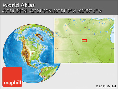 Physical Location Map of the Area around 42° 9' 30" N, 93° 25' 30" W
