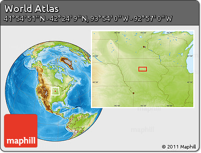 Physical Location Map of the Area around 42° 9' 30" N, 93° 25' 30" W