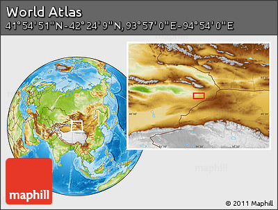 Physical Location Map of the Area around 42° 9' 30" N, 94° 25' 30" E