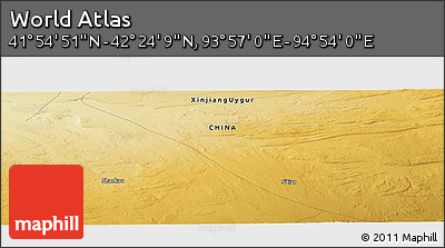 Physical Panoramic Map of the Area around 42° 9' 30" N, 94° 25' 30" E