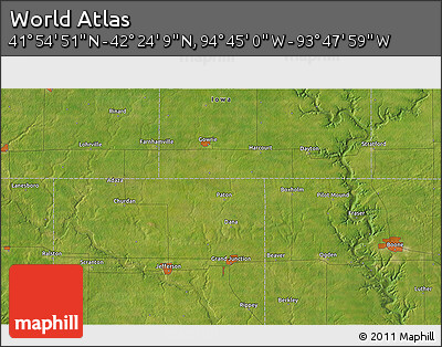 Satellite 3D Map of the Area around 42° 9' 30" N, 94° 16' 30" W