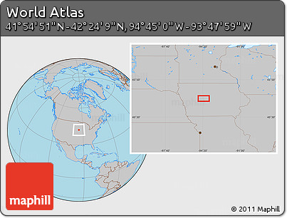 Gray Location Map of the Area around 42° 9' 30" N, 94° 16' 30" W