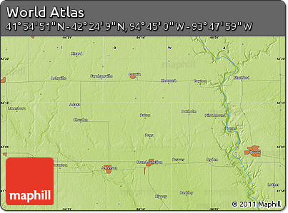 Physical Map of the Area around 42° 9' 30" N, 94° 16' 30" W