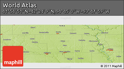 Physical Panoramic Map of the Area around 42° 9' 30" N, 94° 16' 30" W