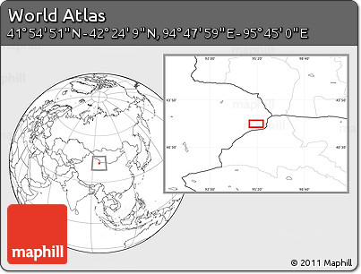 Blank Location Map of the Area around 42° 9' 30" N, 95° 16' 30" E