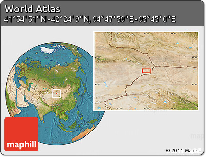 Satellite Location Map of the Area around 42° 9' 30" N, 95° 16' 30" E