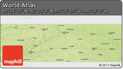 Physical Panoramic Map of the Area around 42° 9' 30" N, 95° 7' 30" W