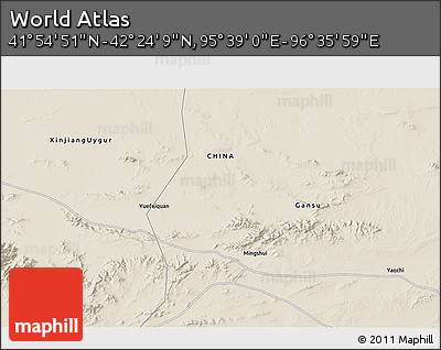 Shaded Relief 3D Map of the Area around 42° 9' 30" N, 96° 7' 30" E