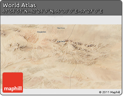 Satellite 3D Map of the Area around 42° 9' 30" N, 96° 58' 29" E