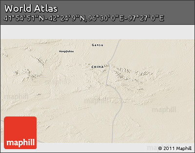 Shaded Relief 3D Map of the Area around 42° 9' 30" N, 96° 58' 29" E
