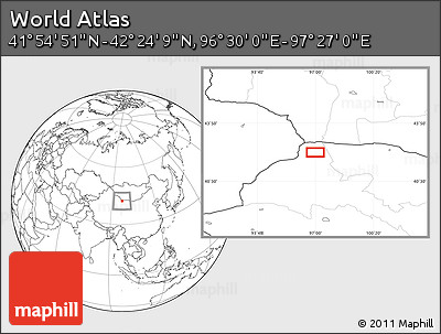 Blank Location Map of the Area around 42° 9' 30" N, 96° 58' 29" E