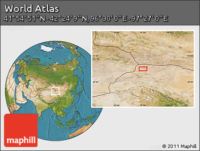 Satellite Location Map of the Area around 42° 9' 30" N, 96° 58' 29" E