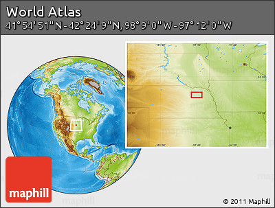 Physical Location Map of the Area around 42° 9' 30" N, 97° 40' 30" W