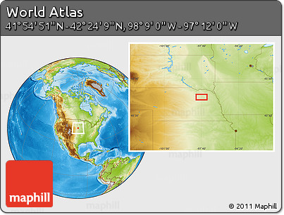 Physical Location Map of the Area around 42° 9' 30" N, 97° 40' 30" W