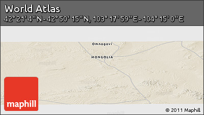 Shaded Relief Panoramic Map of the Area around 42° 35' 40" N, 103° 46' 30" E