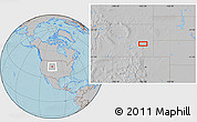 Gray Location Map of the area around 42° 35' 40" N, 105° 19' 29" W, hill shading