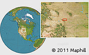 Satellite Location Map of the area around 42° 35' 40" N, 105° 19' 29" W