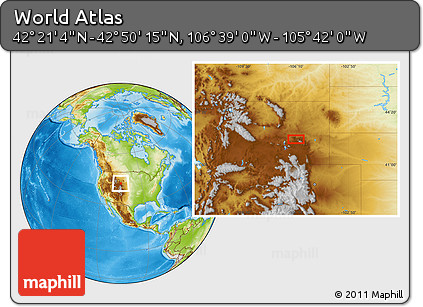 Physical Location Map of the Area around 42° 35' 40" N, 106° 10' 30" W