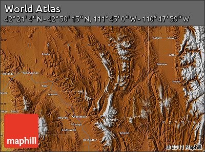 Physical Map of the Area around 42° 35' 40" N, 111° 16' 30" W
