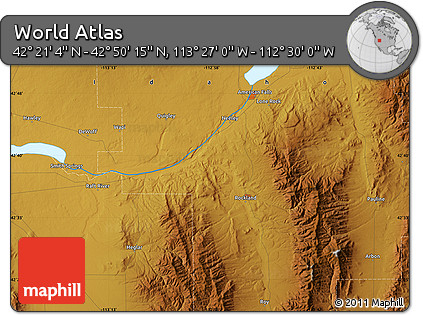 Physical Map of the Area around 42° 35' 40" N, 112° 58' 29" W