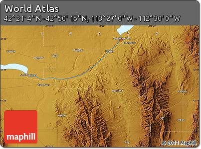 Physical Map of the Area around 42° 35' 40" N, 112° 58' 29" W