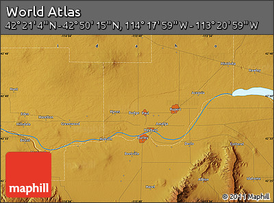 Physical Map of the Area around 42° 35' 40" N, 113° 49' 29" W