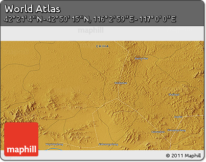 Physical 3D Map of the Area around 42° 35' 40" N, 116° 31' 30" E