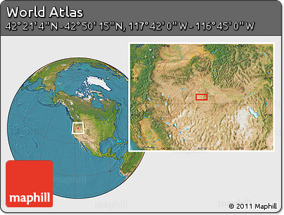 Satellite Location Map of the Area around 42° 35' 40" N, 117° 13' 29" W