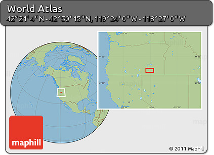 Savanna Style Location Map of the Area around 42° 35' 40" N, 118° 55' 30" W