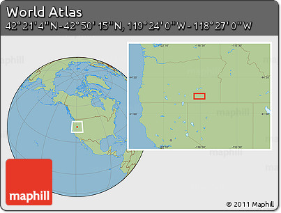 Savanna Style Location Map of the Area around 42° 35' 40" N, 118° 55' 30" W