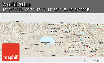 Shaded Relief Panoramic Map of the Area around 42° 35' 40" N, 11° 58' 29" E